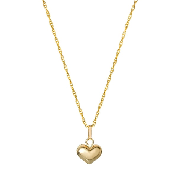 White or Rose Gold Tiny Puffed Heart Pendant Necklace 18 Inches 14k Yellow 
